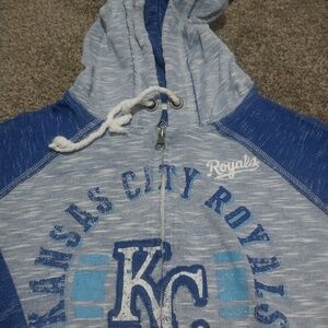Majestic Kansas City Royals Women's M Full Zip Hoodie Blue White Baseball Fan